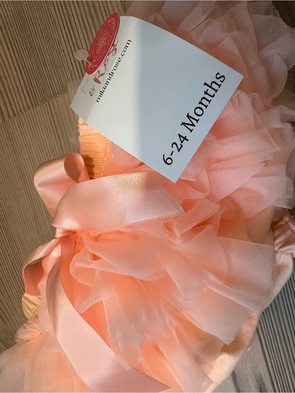 Peach Tulle Ruffle Baby Bloomers with Satin Bow